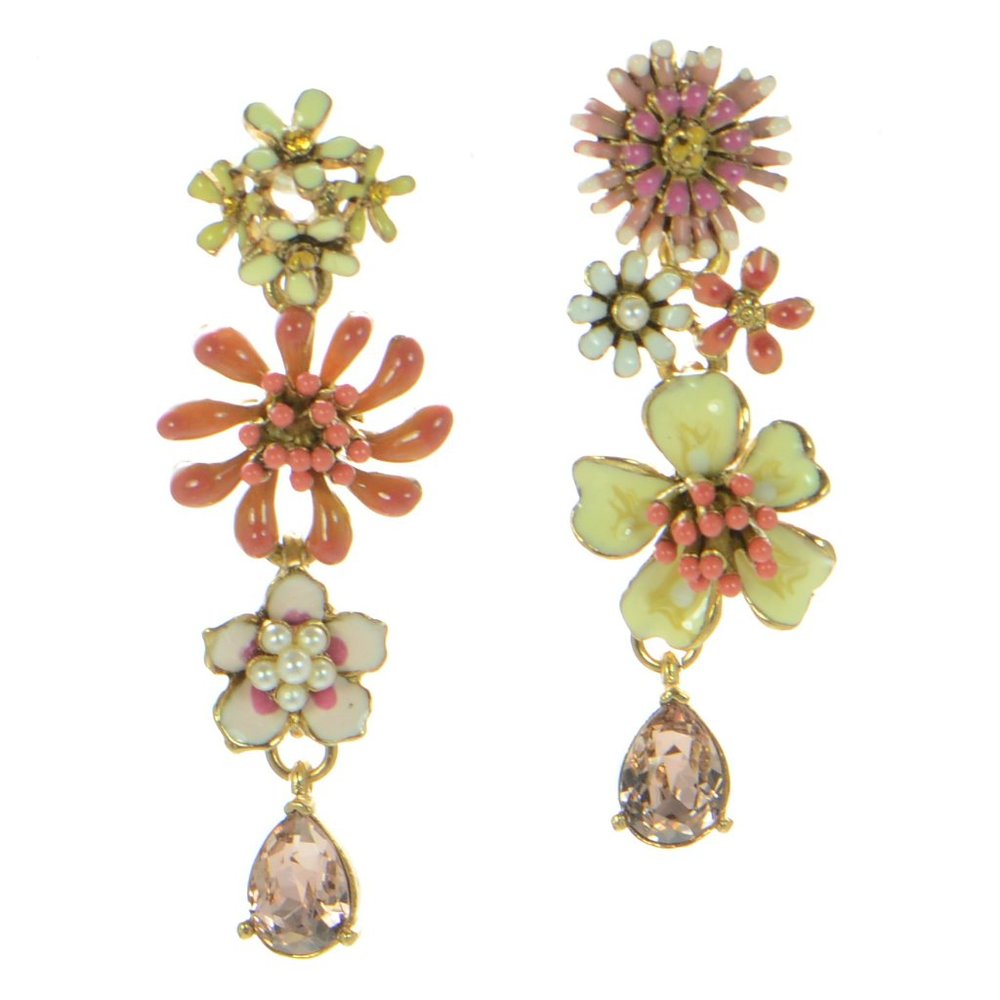 Oscar De La Renta Mismatch Bloom Dangle Earrings
